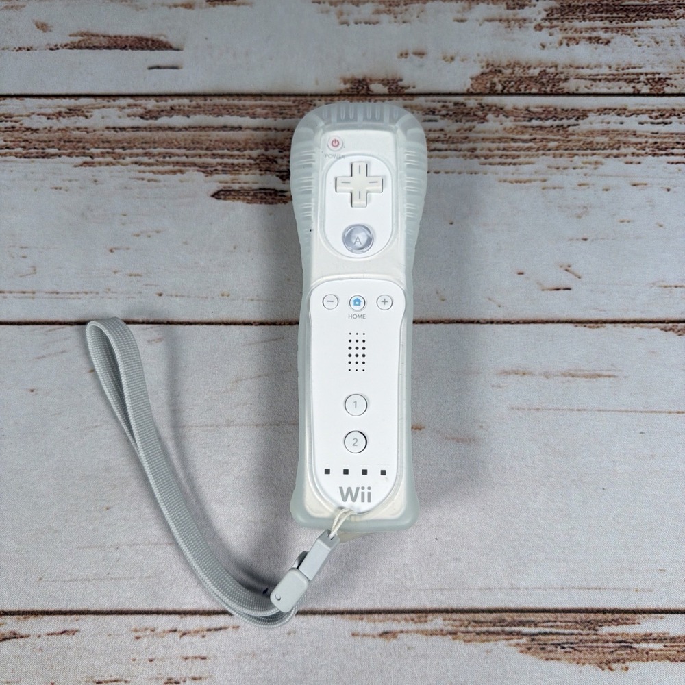 Genuine Nintendo Wii Remote Wireless Controller White OEM with Sleeve Strap